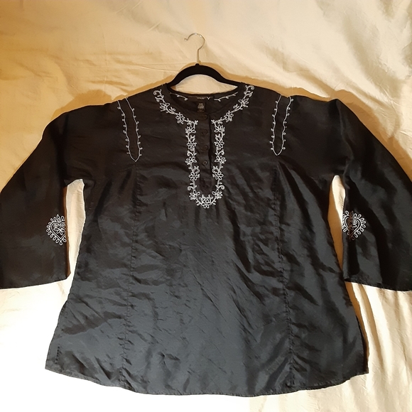 Venezia black silk blend embroidered tunic 14/16 - Picture 1 of 8
